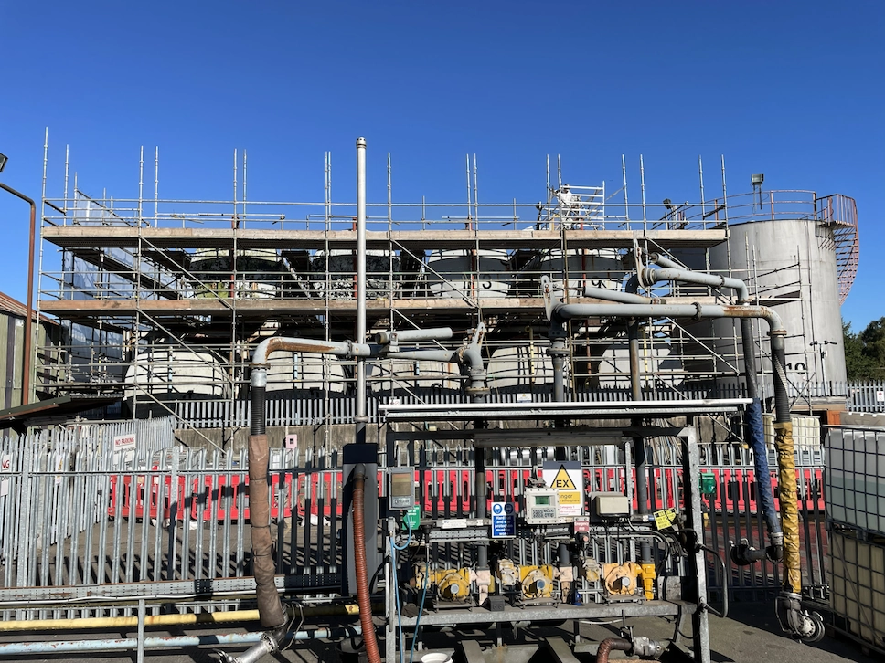 Commercial fuel storage tanks prepared for refurbishment