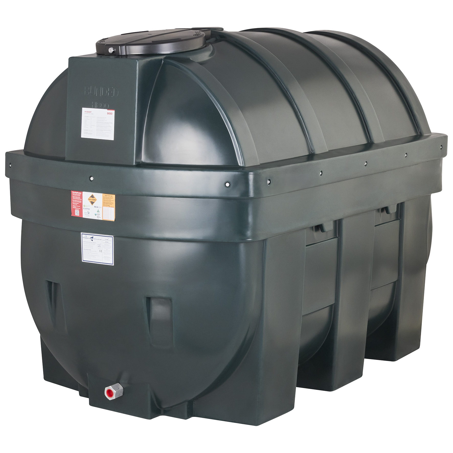 1,800L Horizontal Bunded Oil Tank